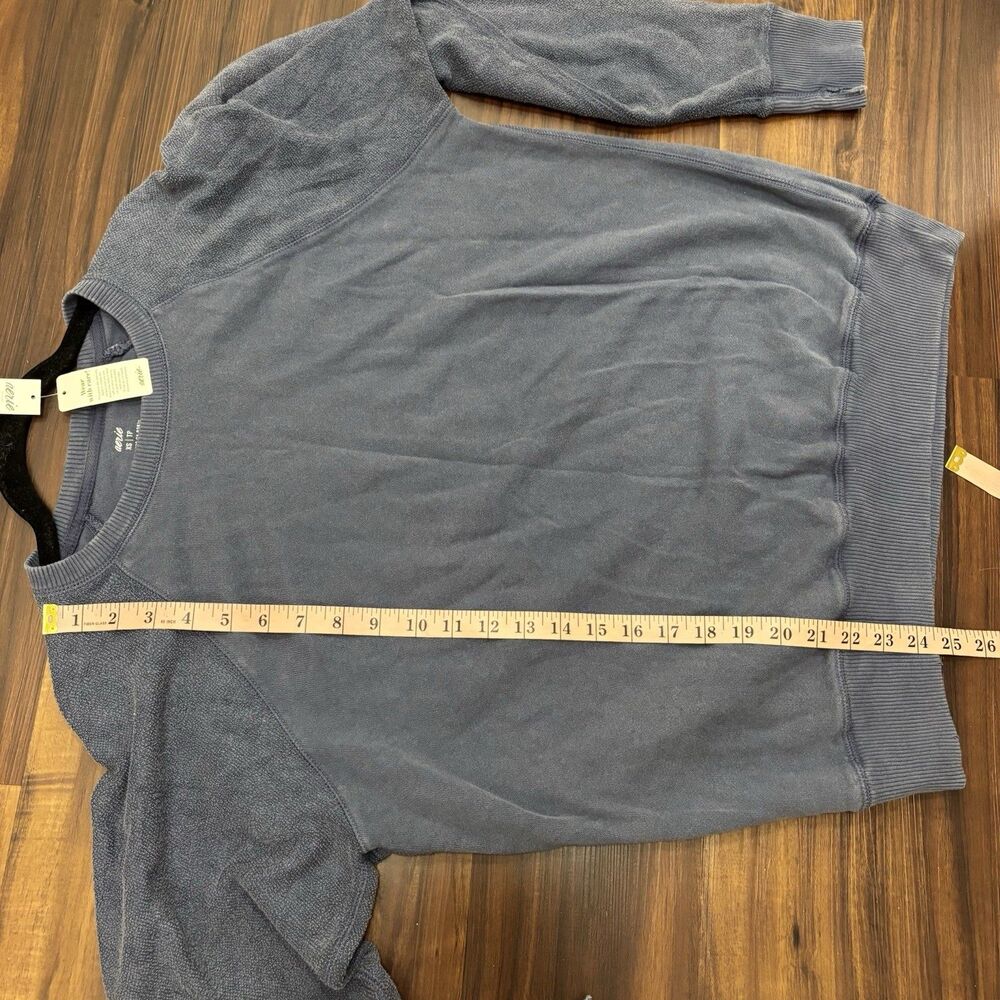 NWT Aerie Women’s Sz XS Blue Crewneck Distressed Pullover Oversized Sweatshirt - Picture 5 of 7